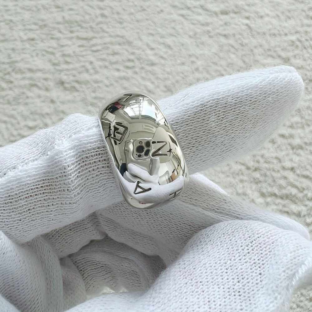 CHANEL LOGO SILVER RING