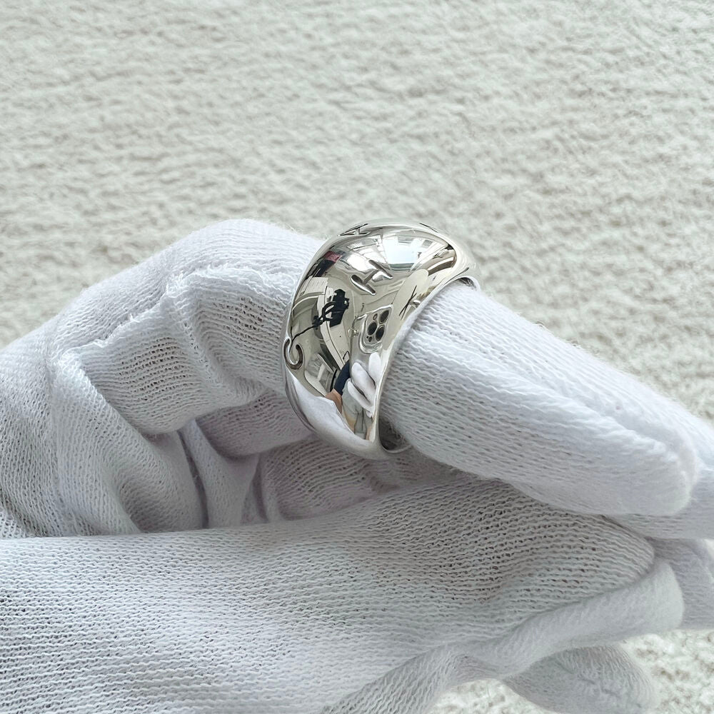 CHANEL LOGO SILVER RING