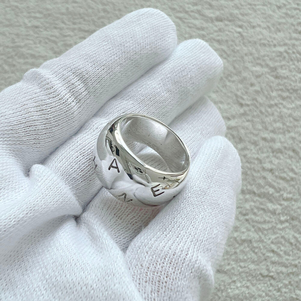 CHANEL LOGO SILVER RING