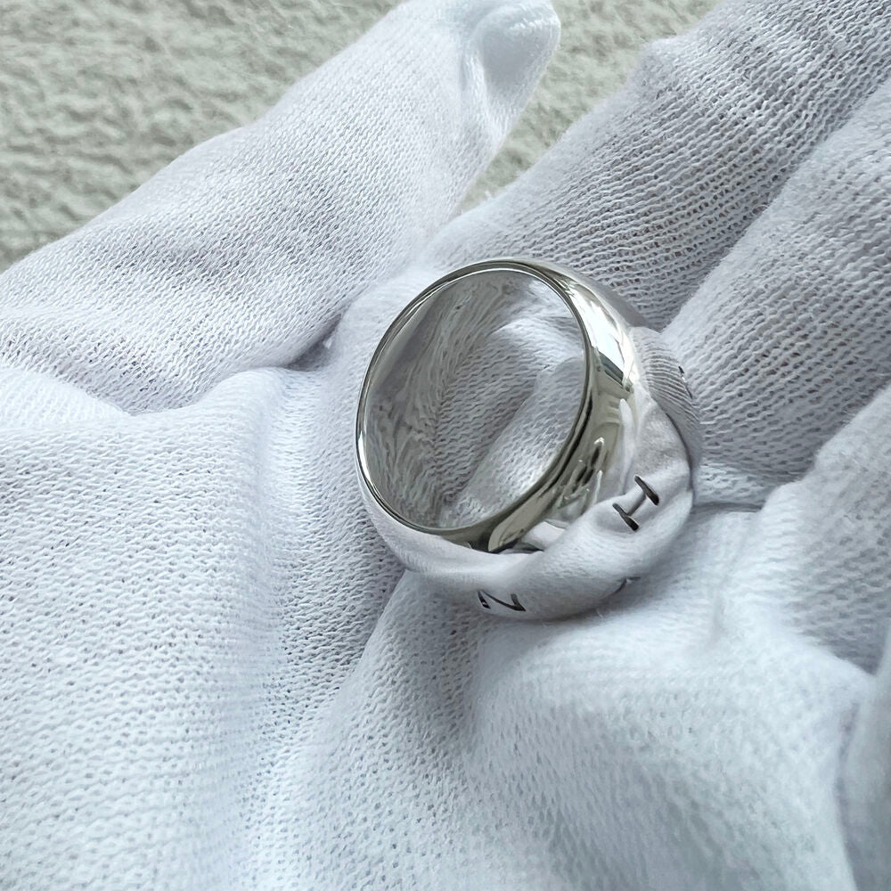 CHANEL LOGO SILVER RING