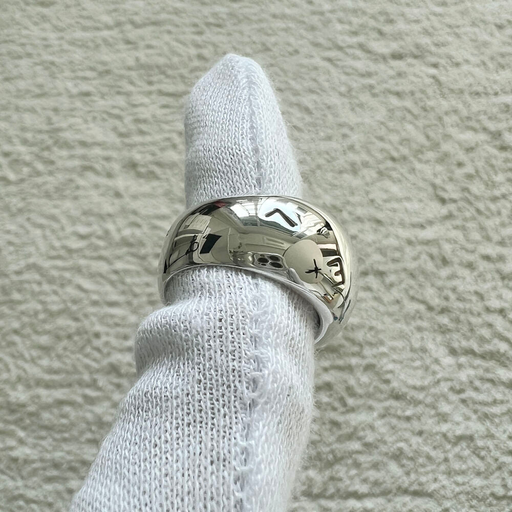 CHANEL LOGO SILVER RING