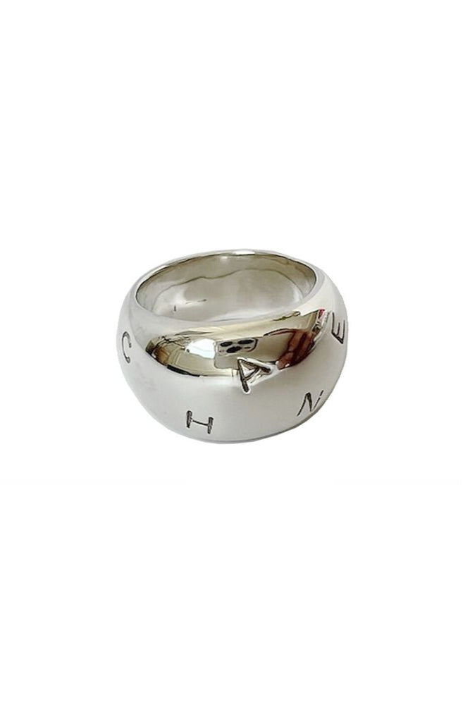 CHANEL LOGO SILVER RING