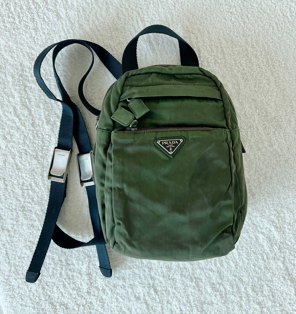 PRADA KHAKI POCONO NYLON MINI BACKPACK