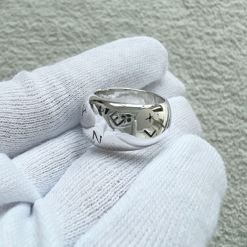 CHANEL LOGO SILVER RING