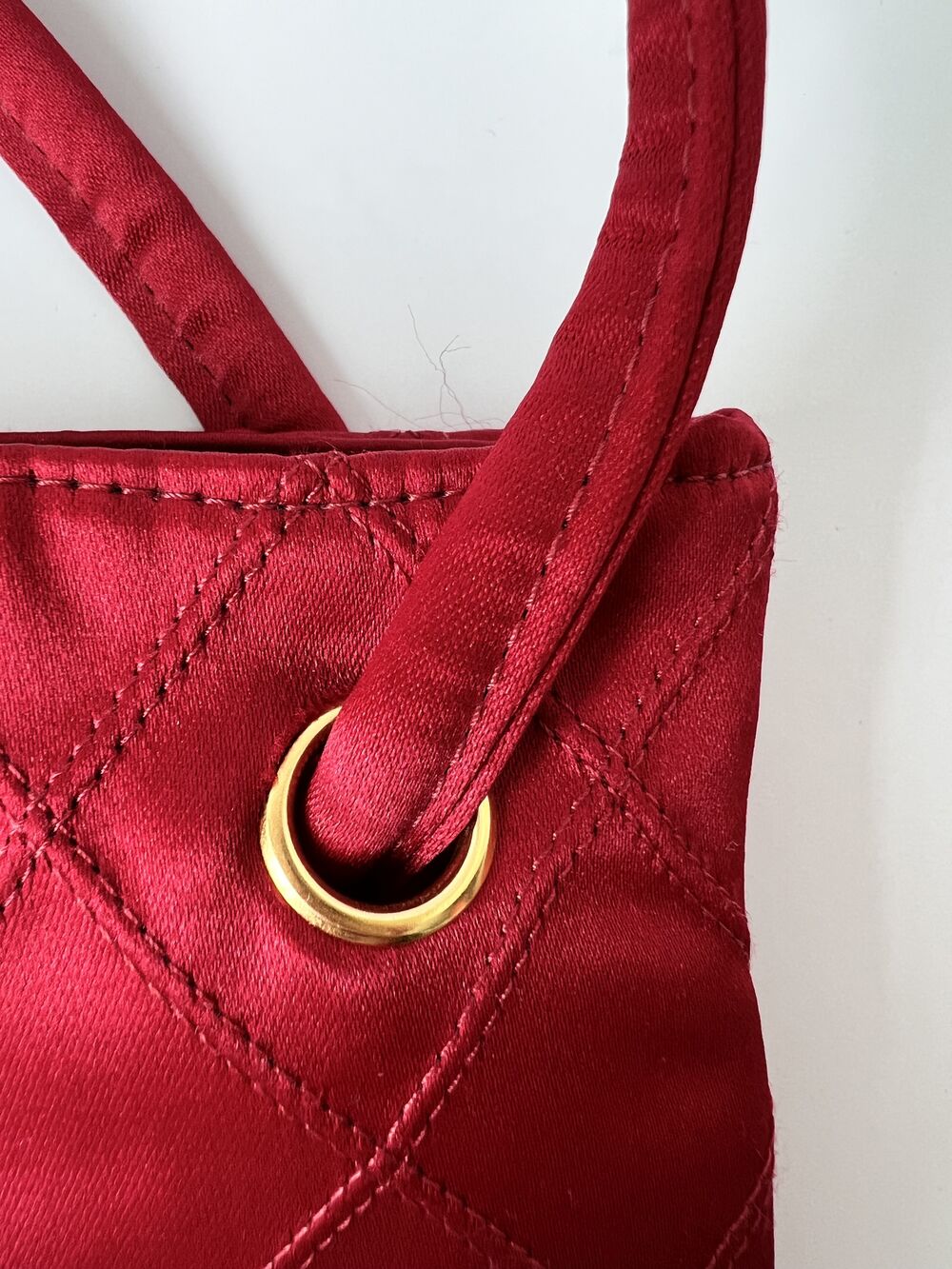 CHANEL RED SATIN MINI TOTE BAG