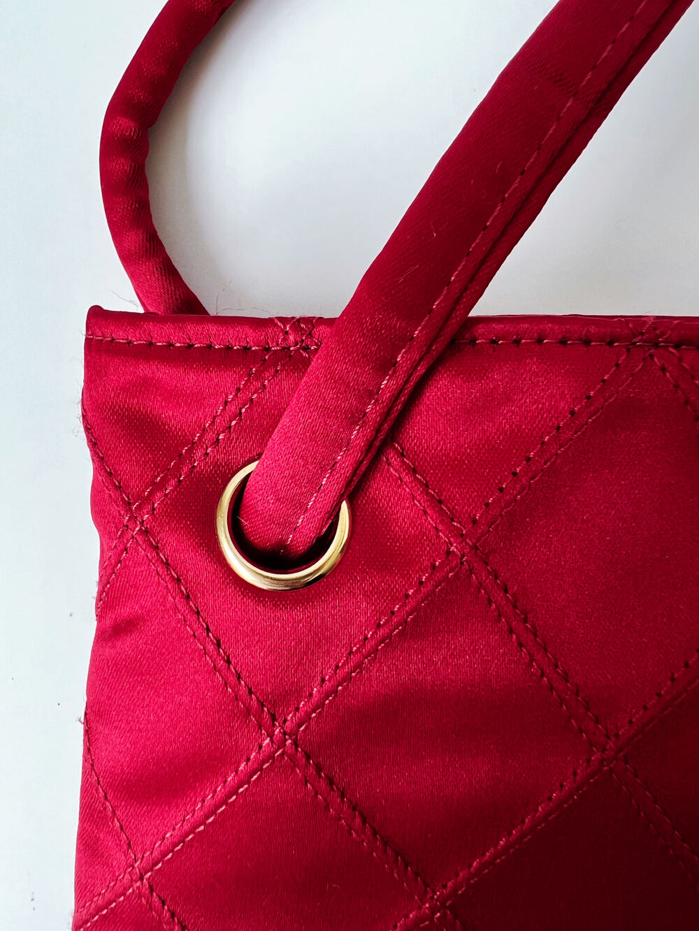 CHANEL RED SATIN MINI TOTE BAG