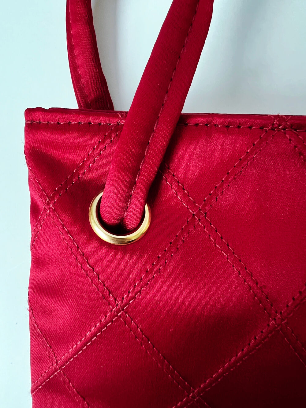 CHANEL RED SATIN MINI TOTE BAG