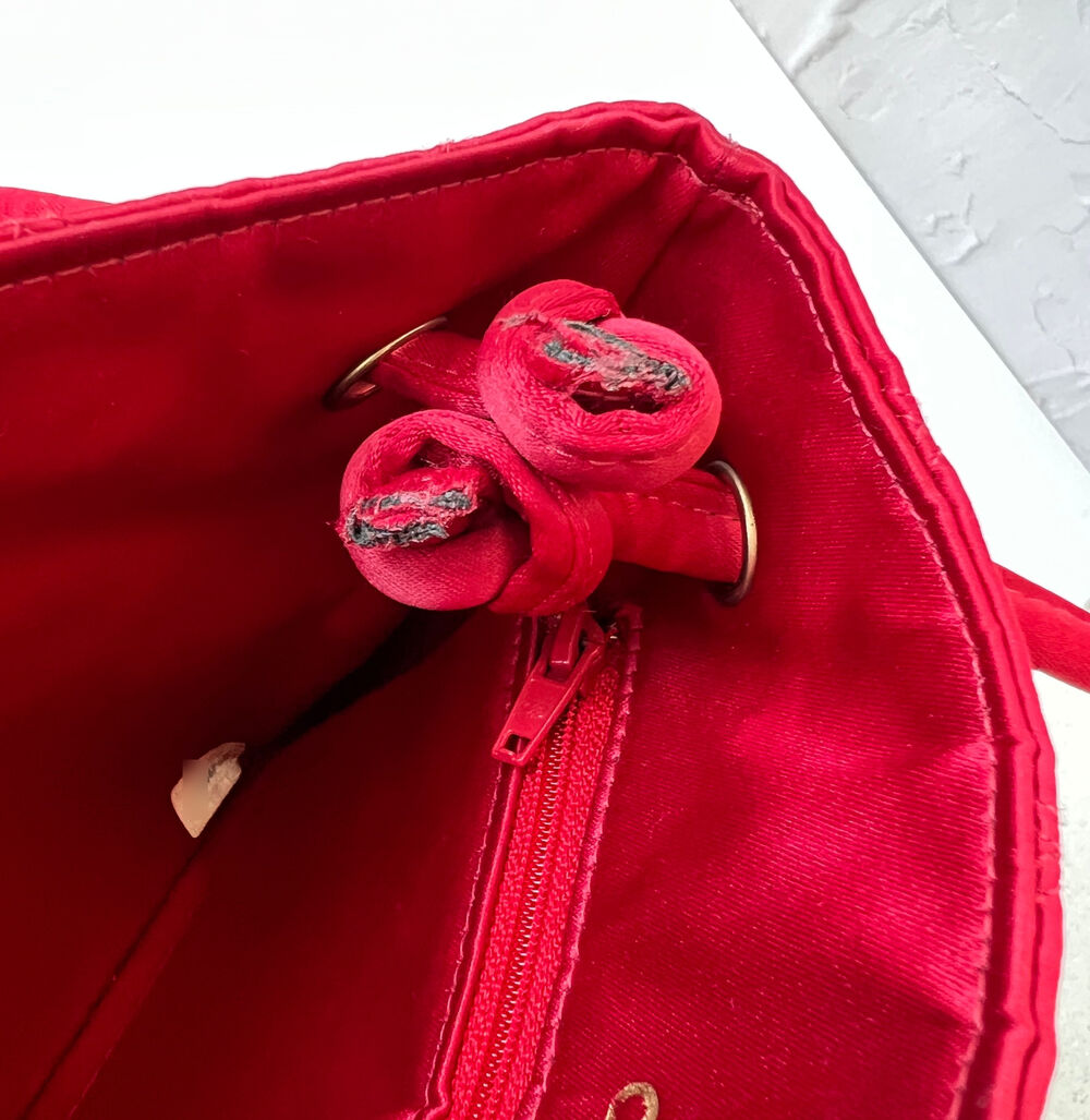 CHANEL RED SATIN MINI TOTE BAG