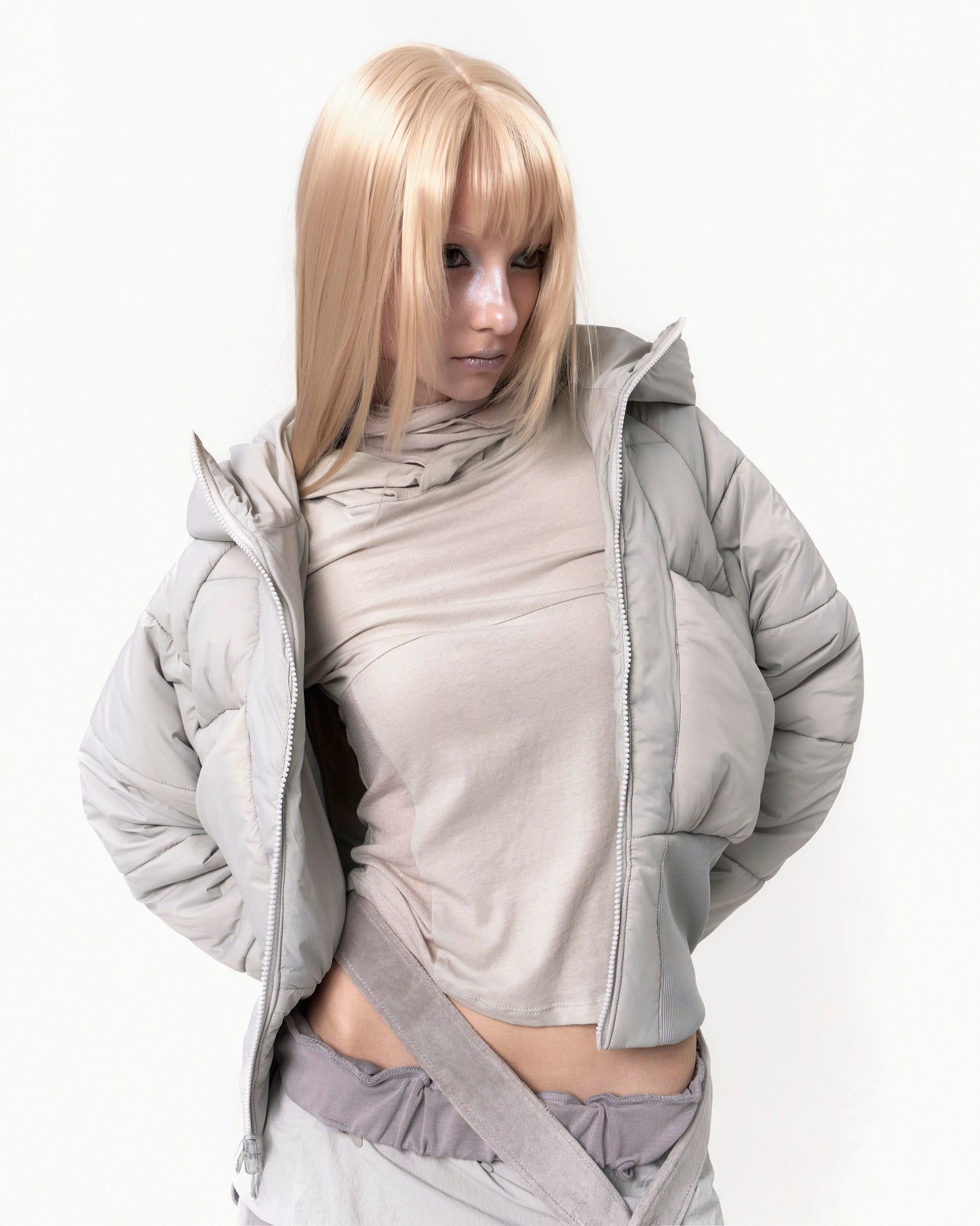 OJOS REVERSIBLE SHORT PADDED JACKET GREY