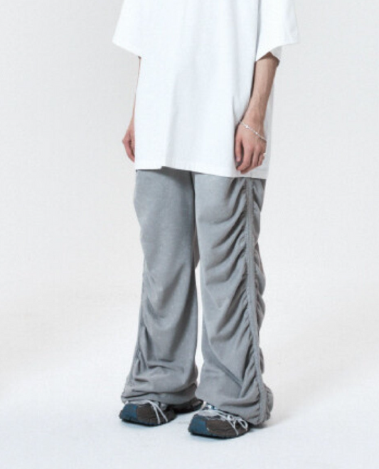 PEOPLE OF THE WORLD SHIRRING WIDE BANDED PANTS GRAY