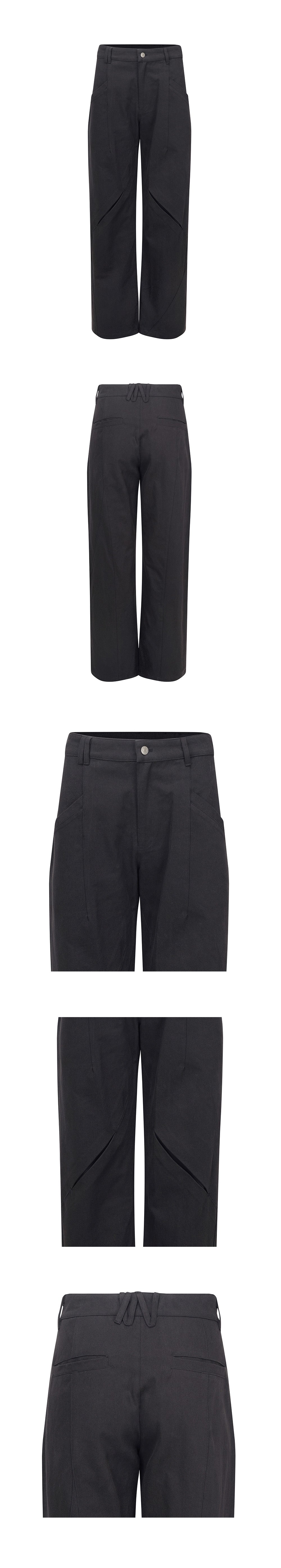 NACHE SEAM LINE COTTON PANTS BLACK