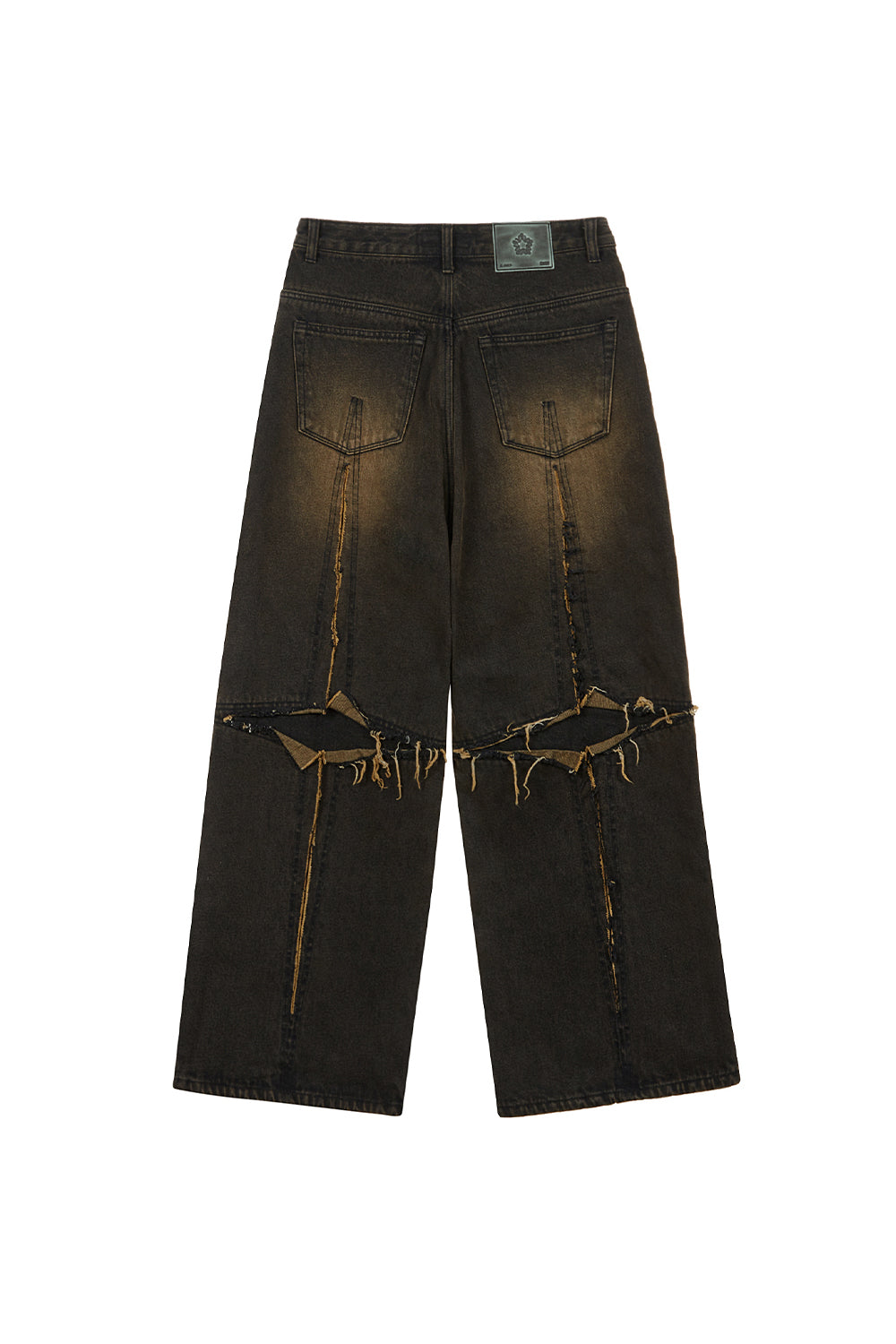 UL:KIN CROSS RAW EDGE DENIM PANTS BLACK