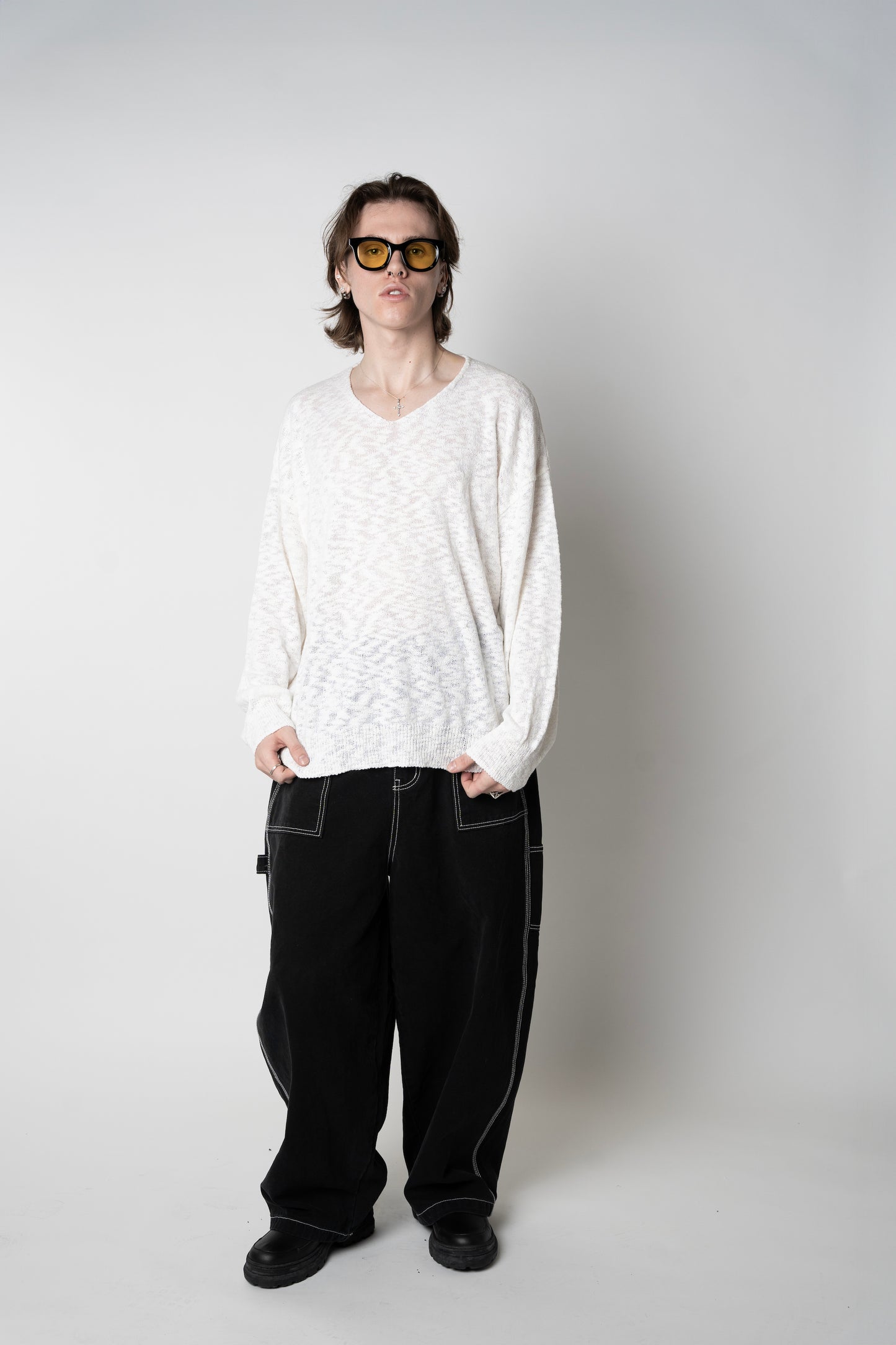 CONTRAST STITCH PANTS