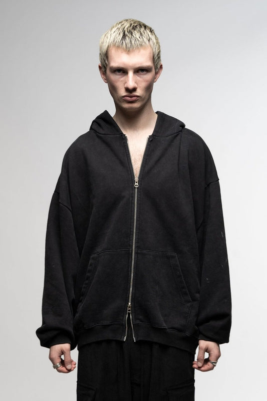 OVERSIZED ZIP UP HOODIE BLACK