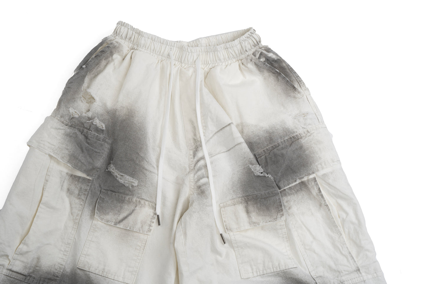 SPRAY PAINTED CARGO TROUSER WHITE