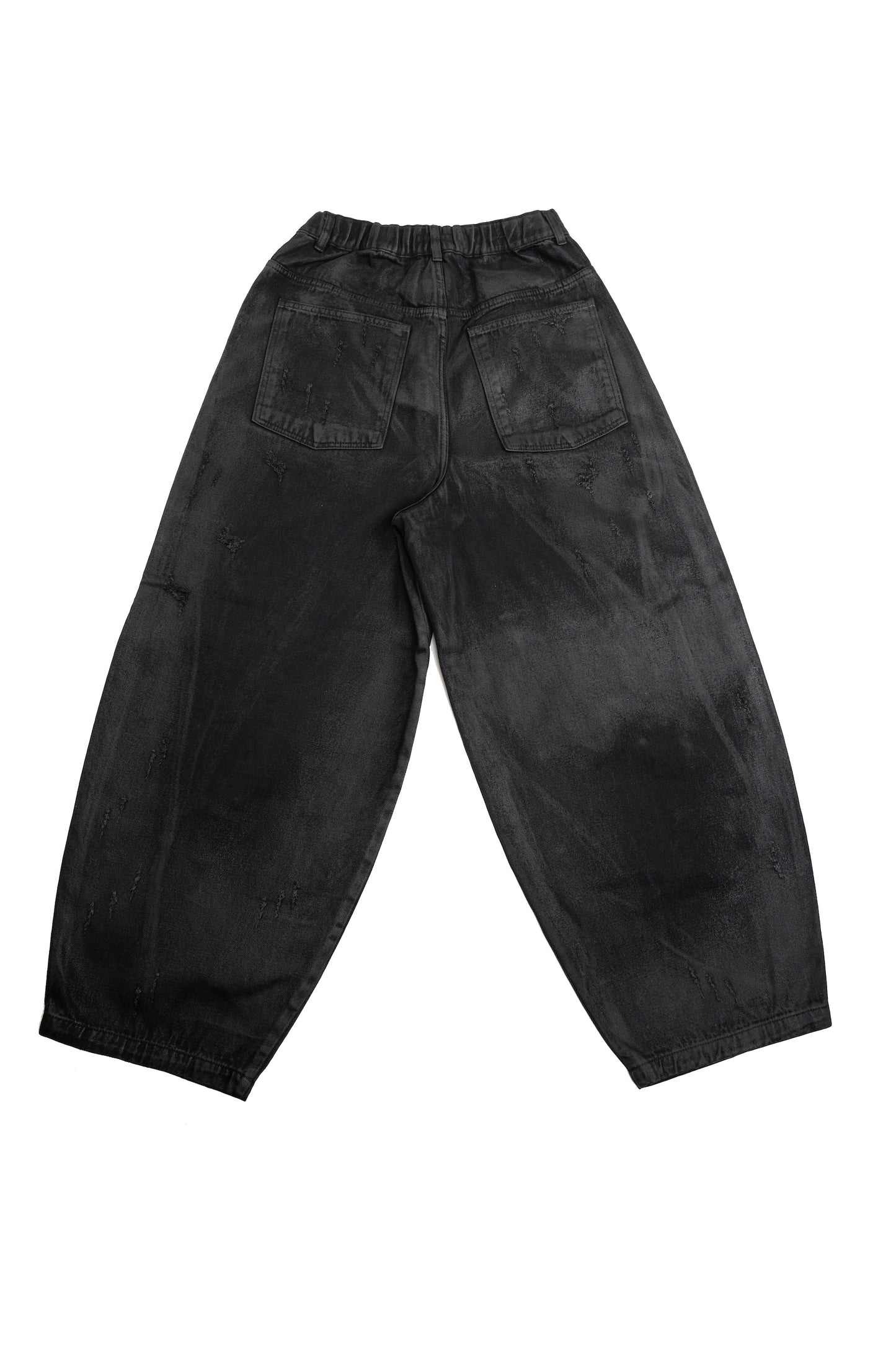 COATED DISTRESSED BAGGY JEANS