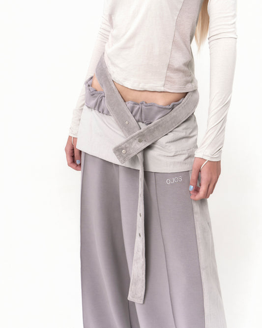 OJOS BELT WIDE SWEAT PANTS GREY