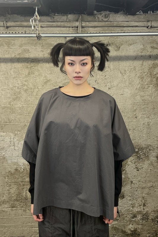 SQUARE PONCHO TOP CHARCOAL