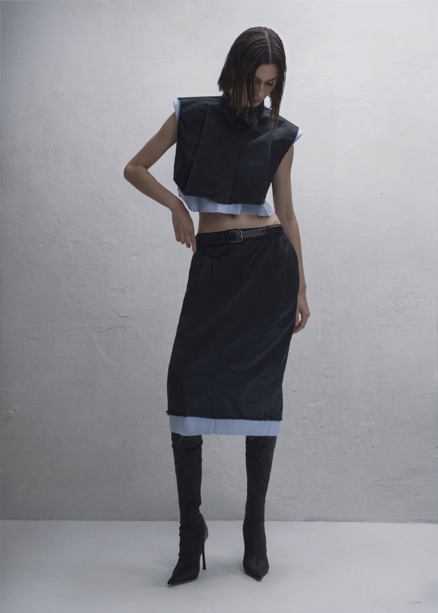 GUDU PENCIL SKIRT WITH A VISSIBLE COTTON LINEN