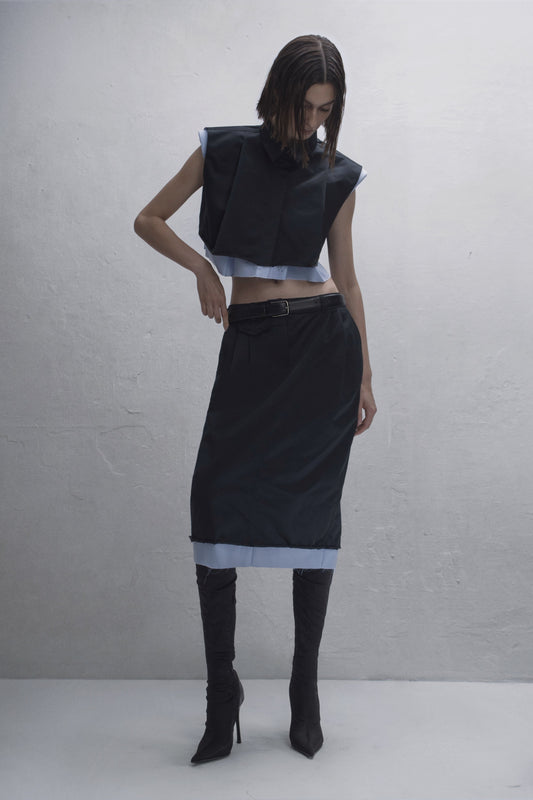 GUDU PENCIL SKIRT WITH A VISSIBLE COTTON LINEN