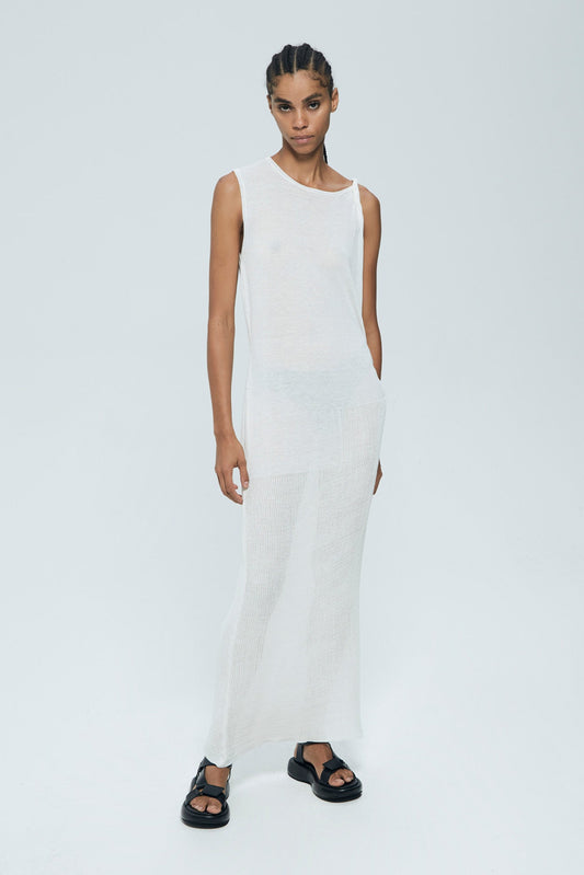 MALLONI WHITE LONG DRESS