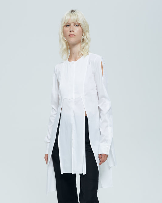 MALLONI WHITE SHIRT DRESS WITH SLITS