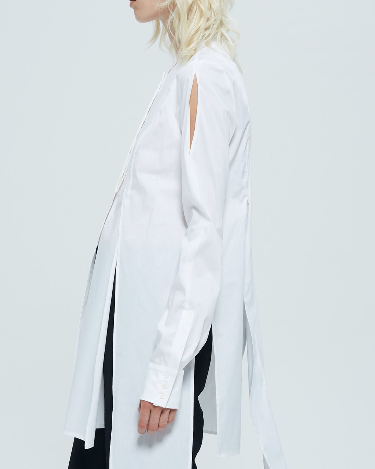 MALLONI WHITE SHIRT DRESS WITH SLITS