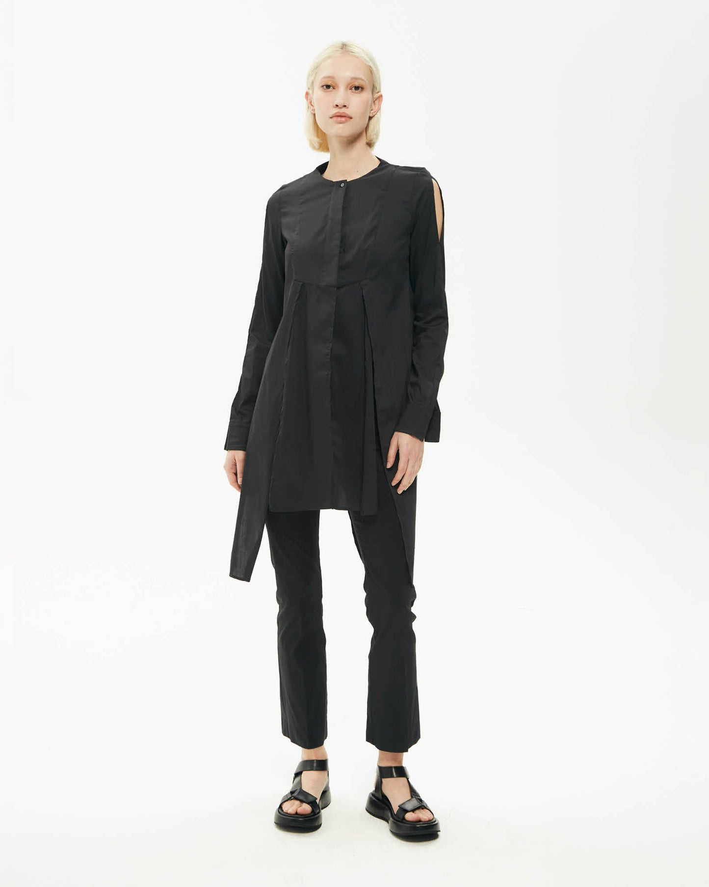 MALLONI BLACK SHIRT DRESS WITH SLITS