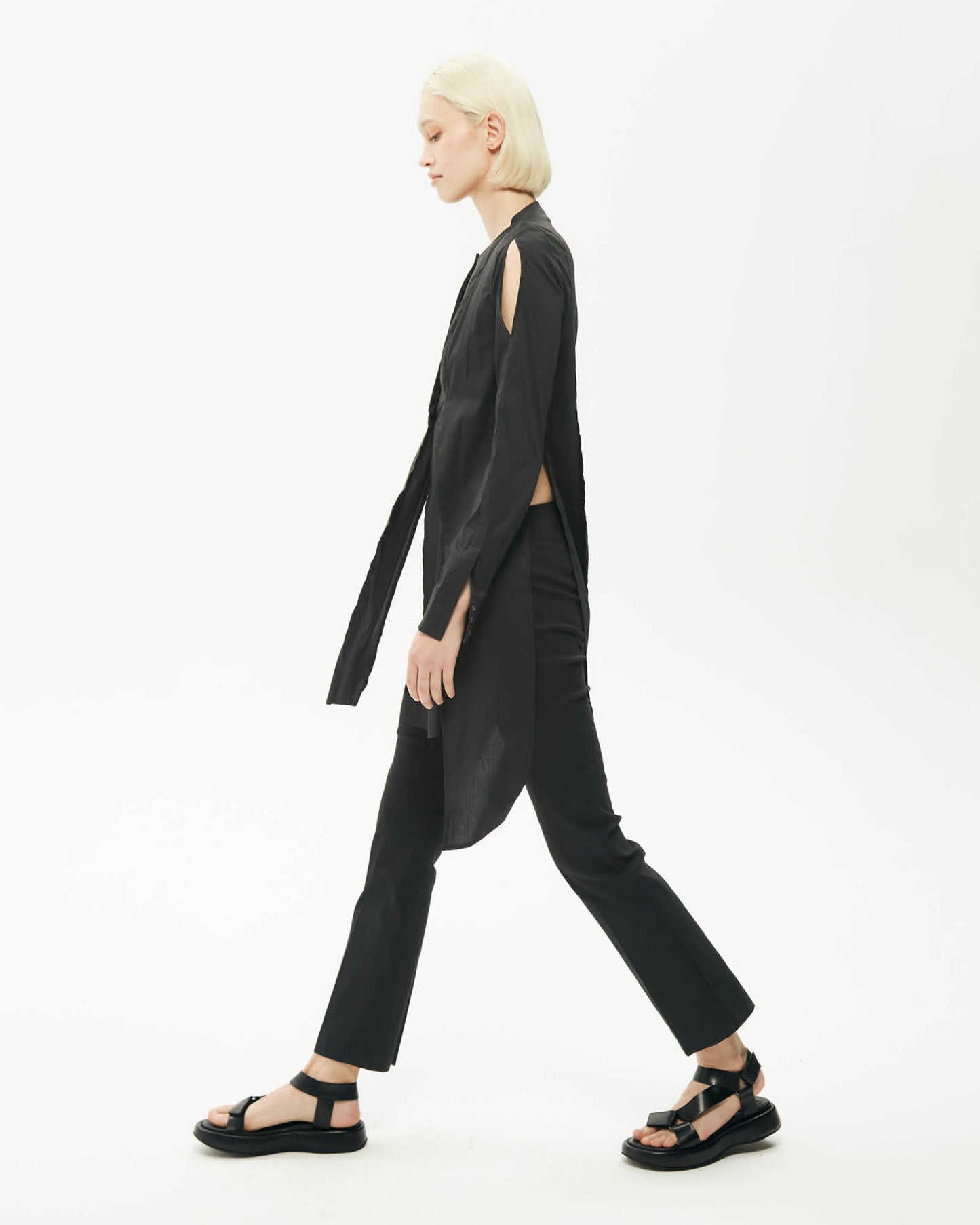 MALLONI BLACK SHIRT DRESS WITH SLITS