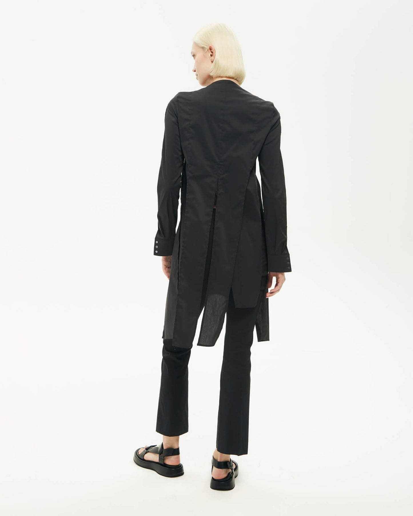 MALLONI BLACK SHIRT DRESS WITH SLITS