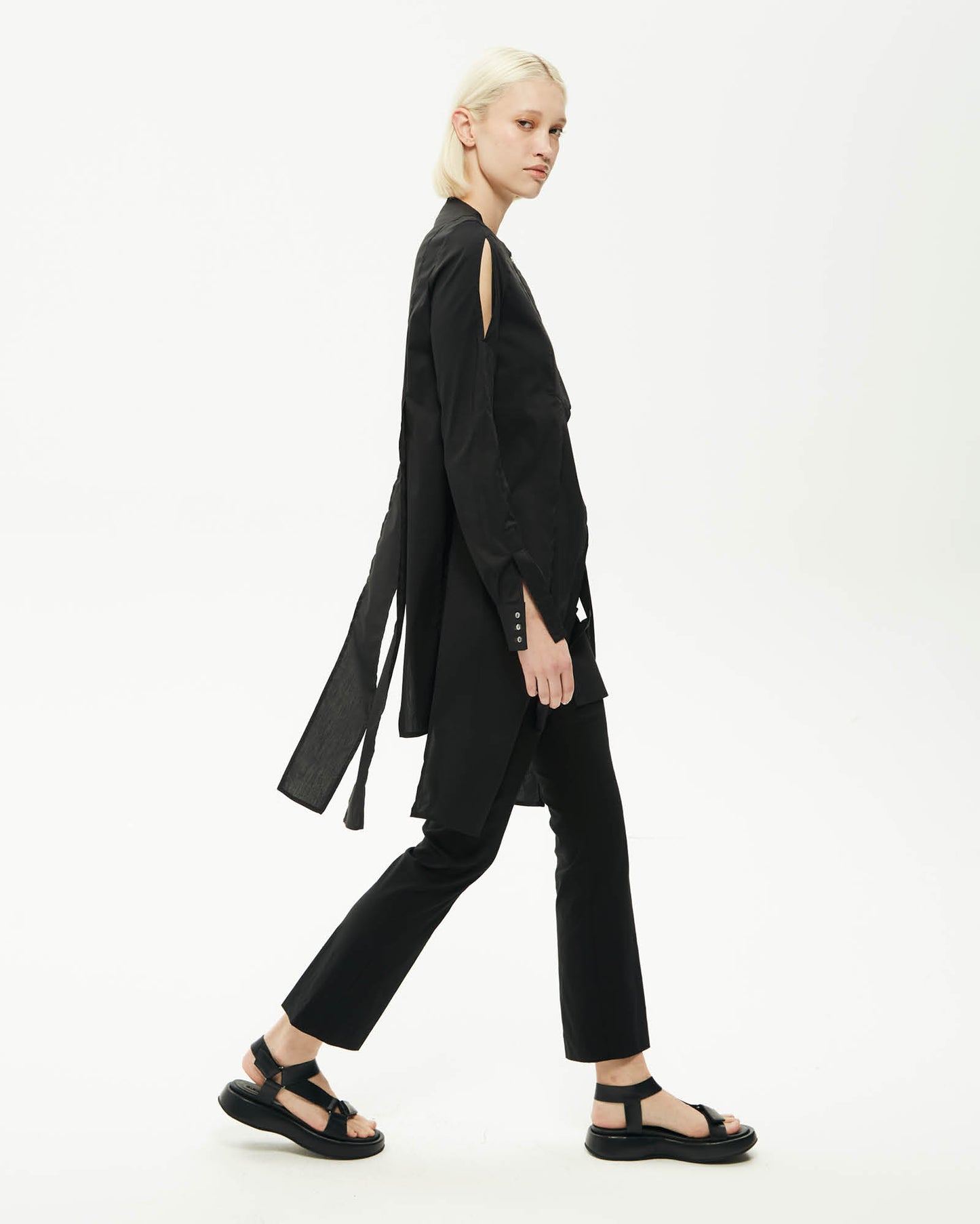 MALLONI BLACK SHIRT DRESS WITH SLITS