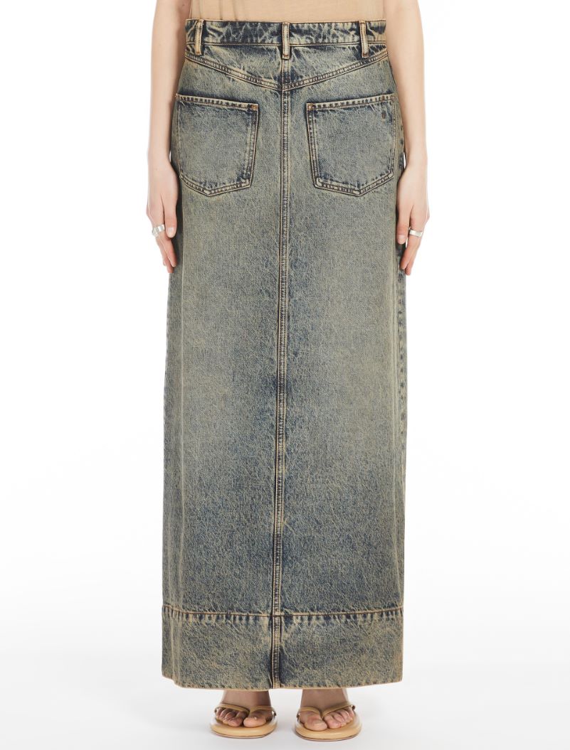 SPORTMAX LONG SKIRT IN WORN DENIM