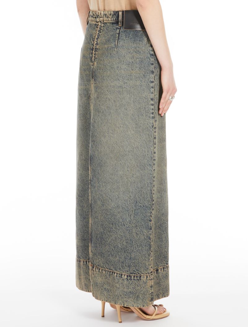 SPORTMAX LONG SKIRT IN WORN DENIM