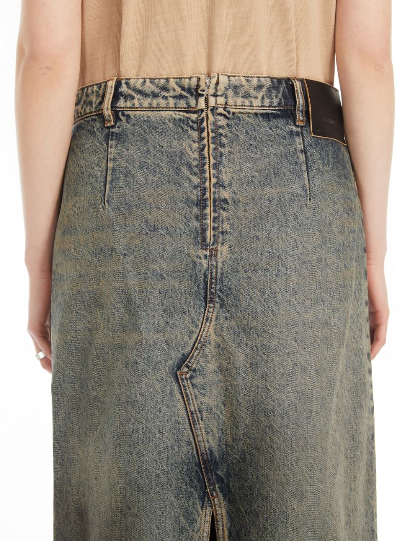 SPORTMAX LONG SKIRT IN WORN DENIM