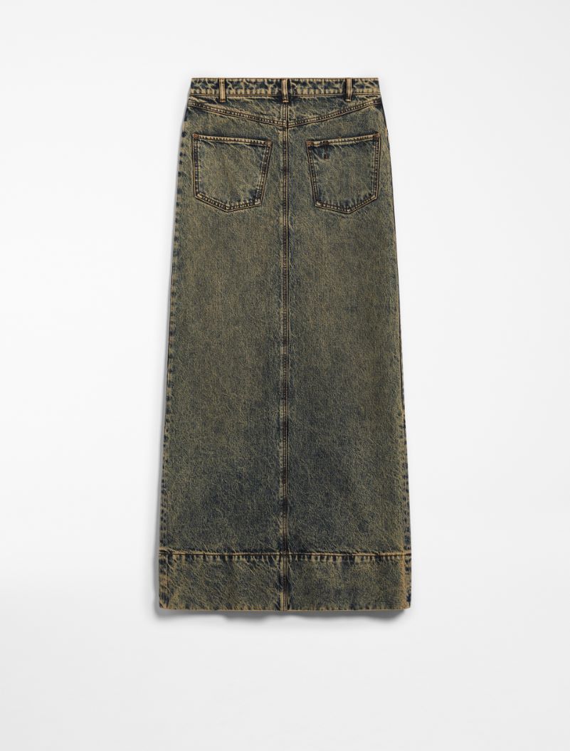 SPORTMAX LONG SKIRT IN WORN DENIM