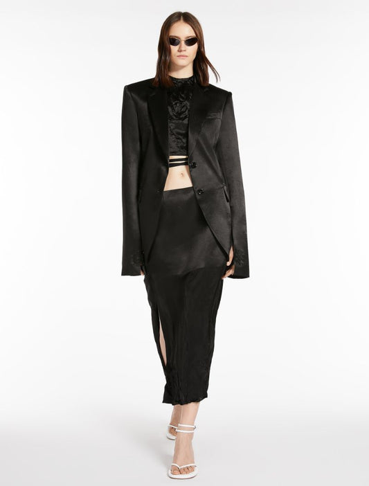 SPORTMAX CRINKLE-LOOK CALF-LENGTH SKIRT