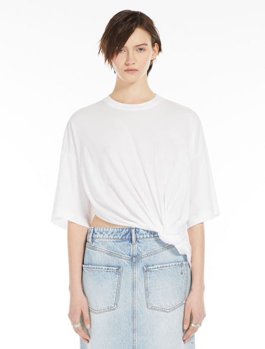 SPORTMAX OVERSIZED DRAPED T-SHIRT WHITE