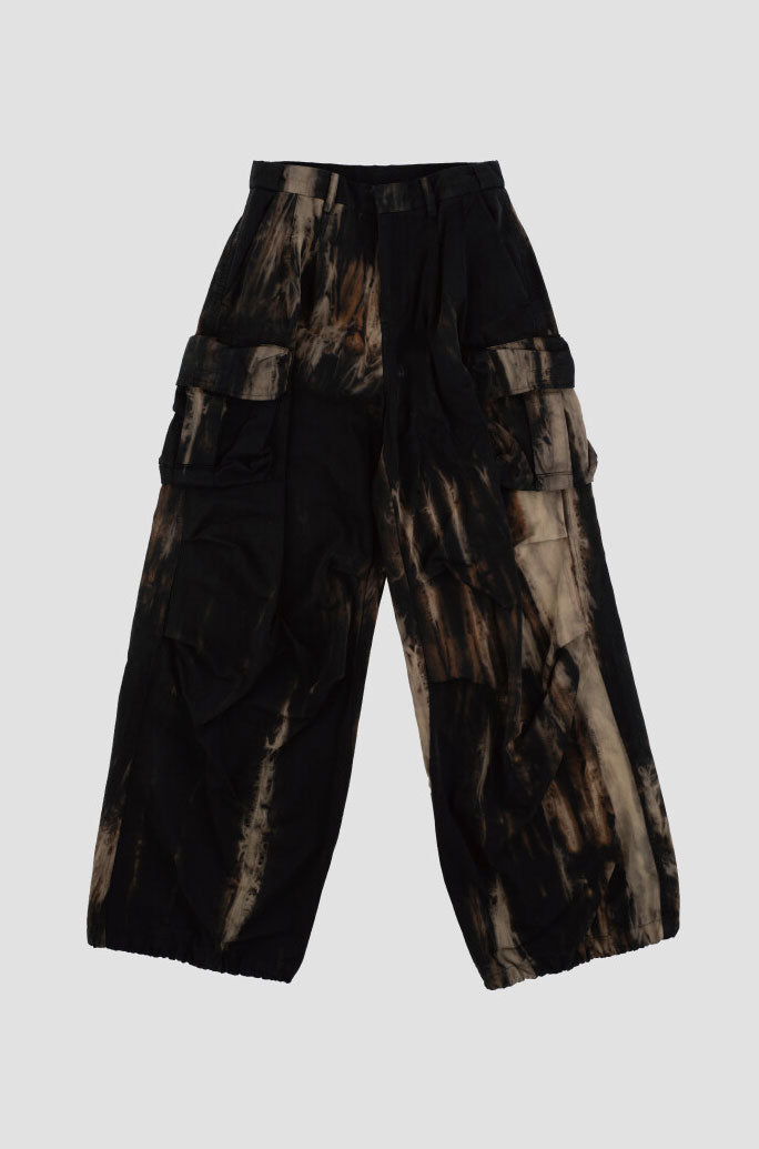 PEOPLE OF THE WORLD TIE - DYE WIDE JOGGER PANTS BLACK