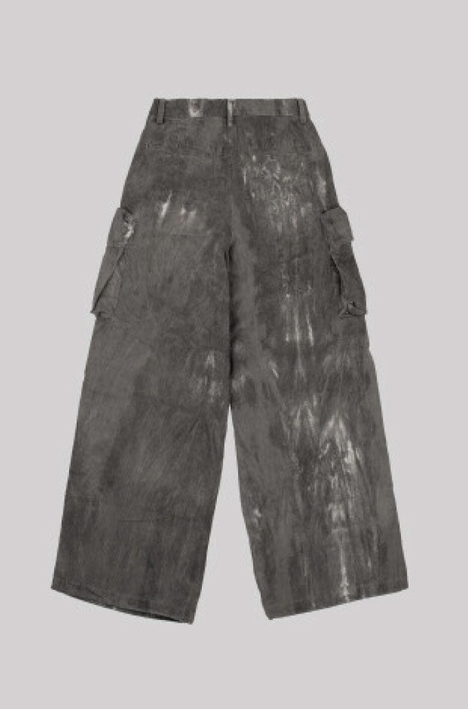 PEOPLE OF THE WORLD TIE - DYE WIDE JOGGER PANTS GREY