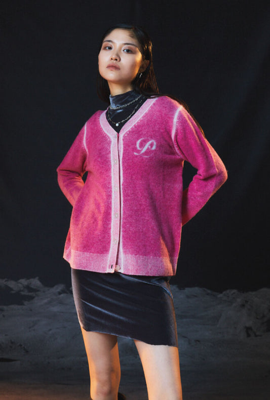 PEOPLE OF THE WORLD PURE CASHMERE 100 LUNA CARDIGAN PINK