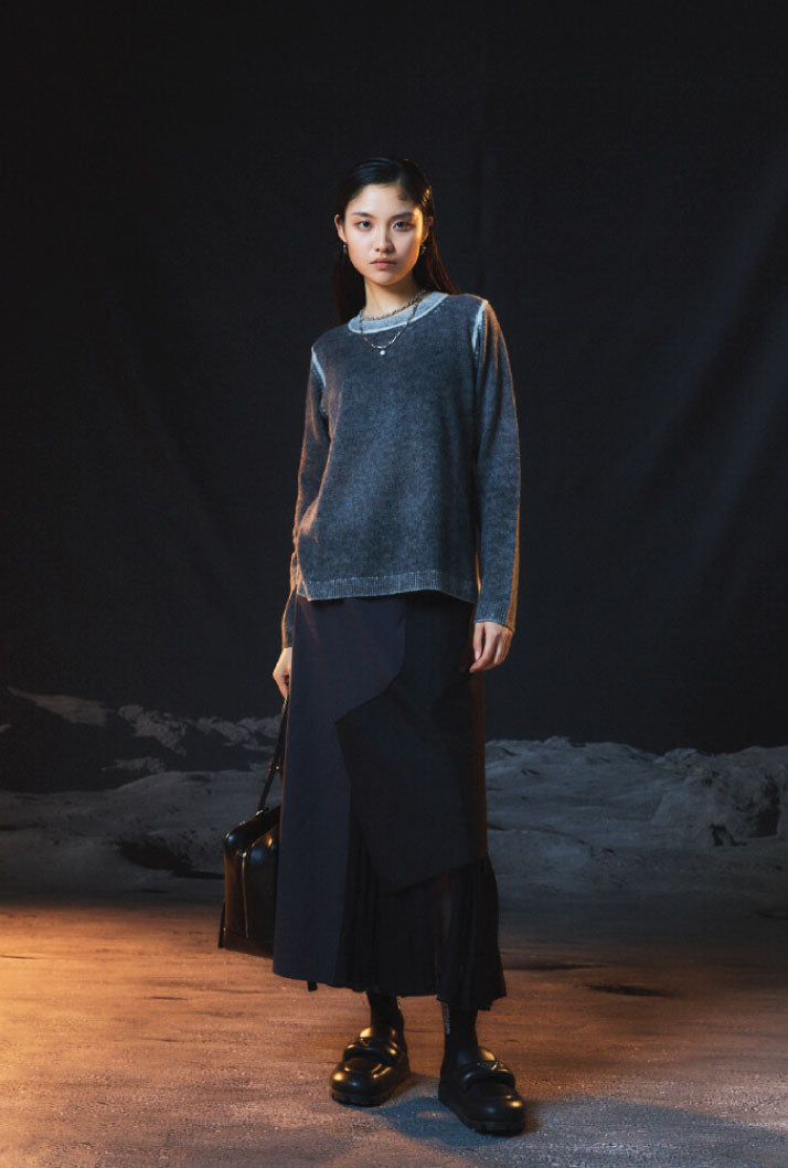 PEOPLE OF THE WORLD HERRINGBONE COMBO PLEATED SKIRT