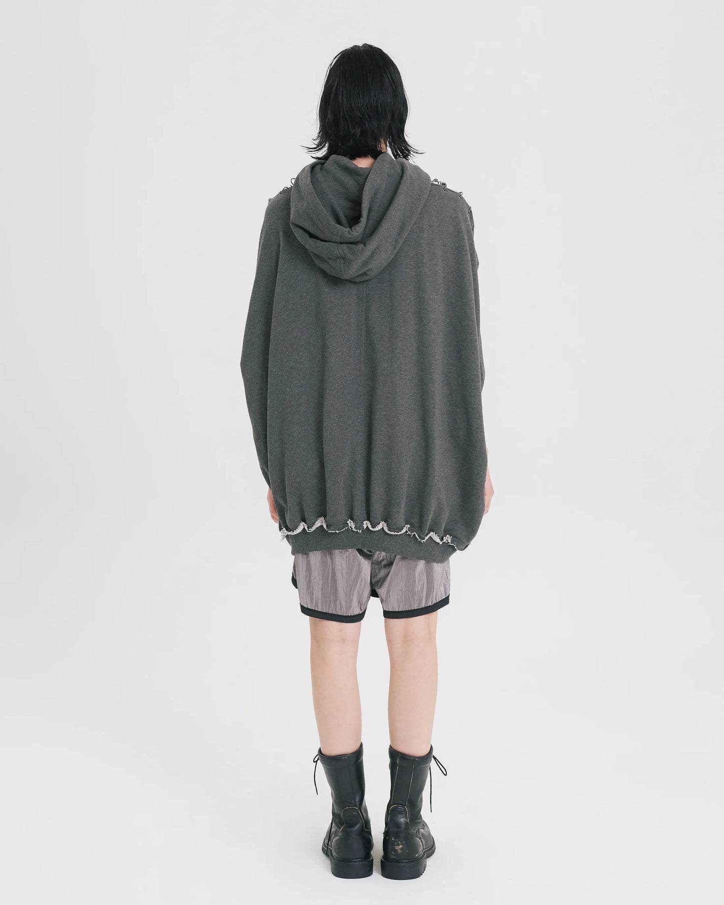 ASPARAGUS_SLEEVELESS SHOULDER STRINGS HOODIE