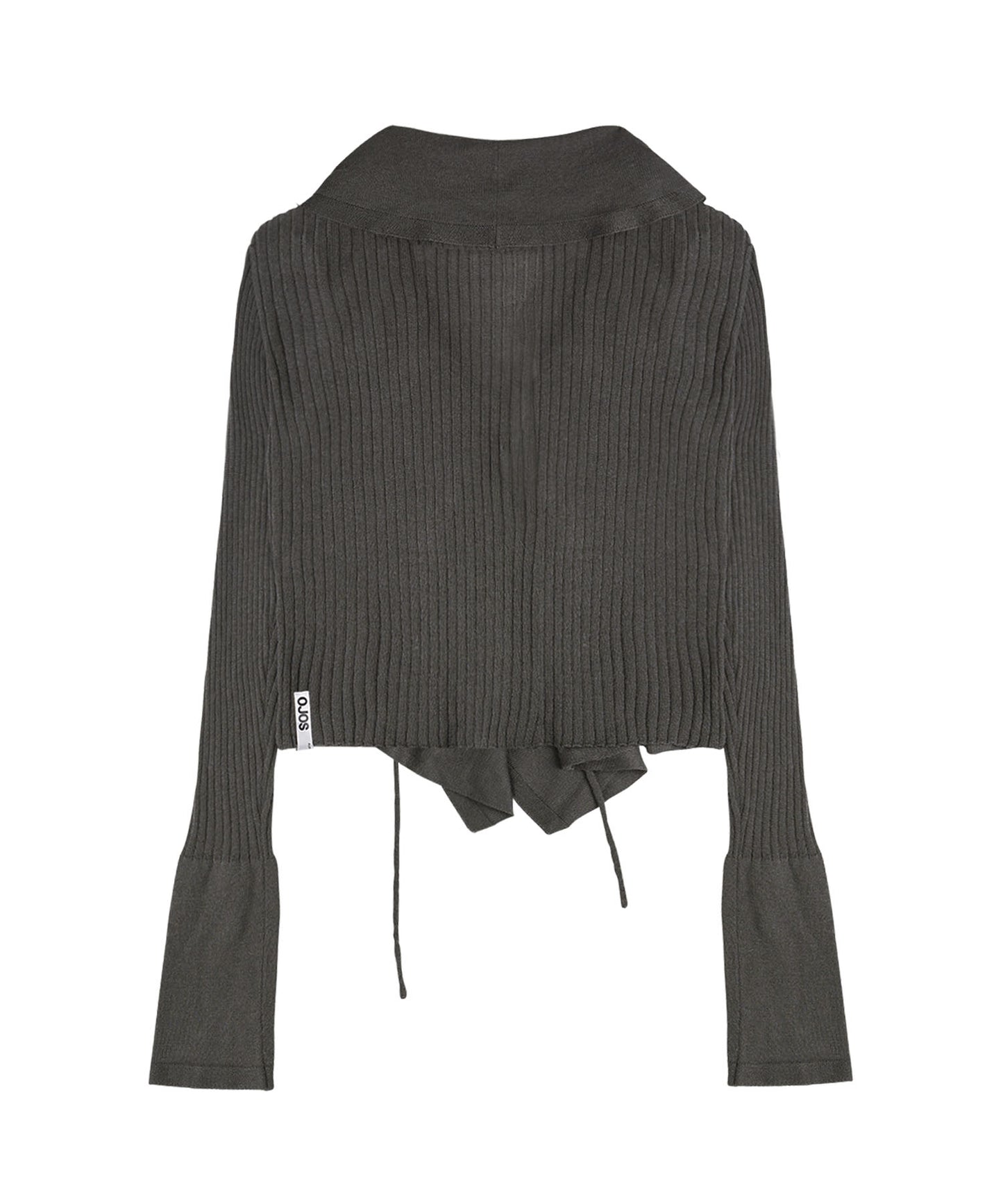 OJOS RUFFLED DRAPE ANGORA CARDIGAN CHARCOAL