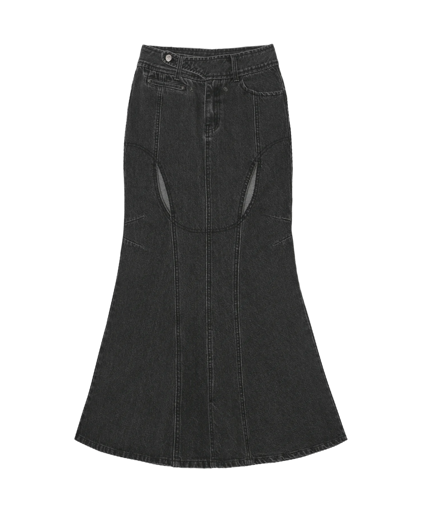 OJOS MERMAID SLIT DENIM SKIRT CHARCOAL