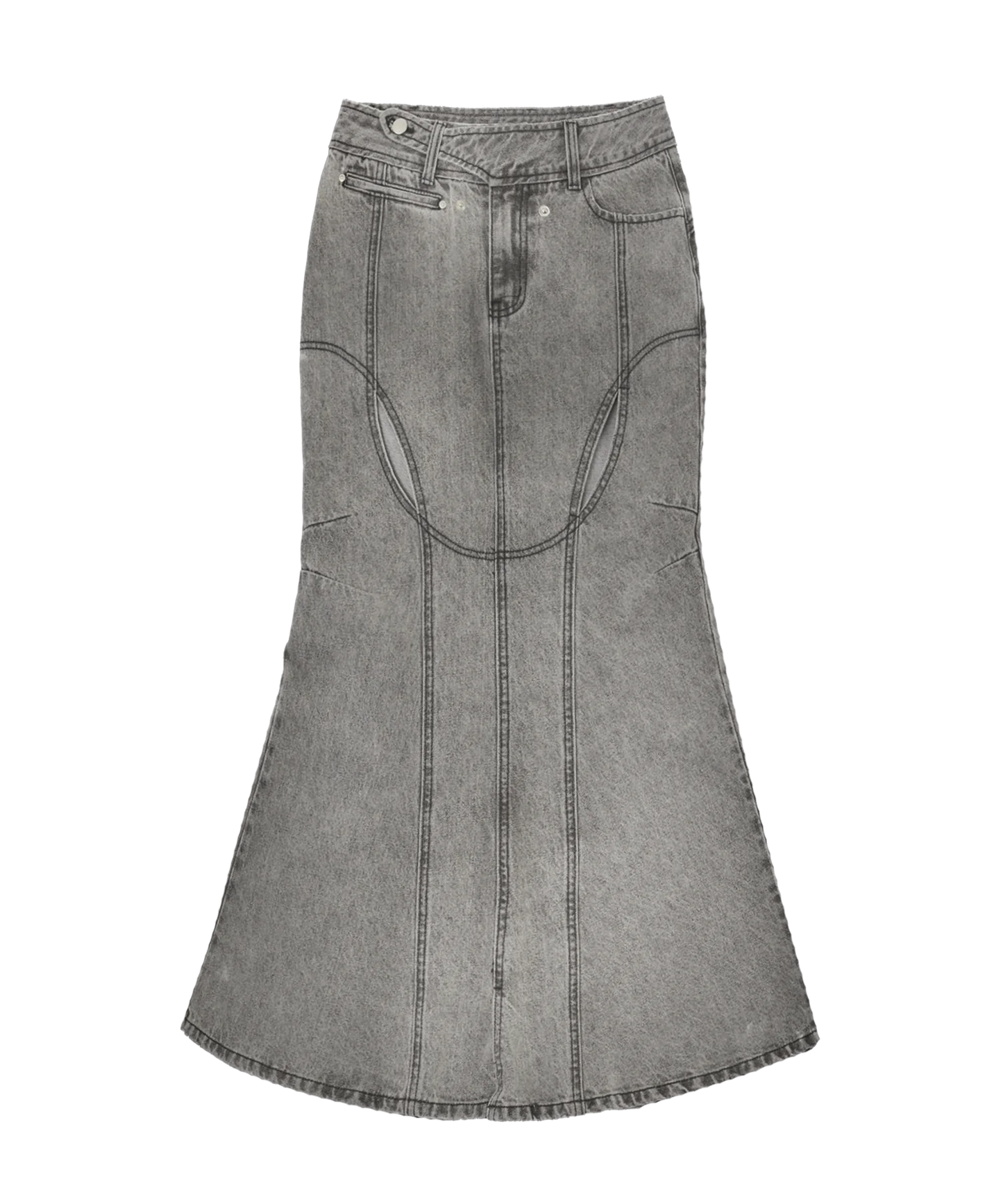 OJOS MERMAID SLIT DENIM SKIRT GREY