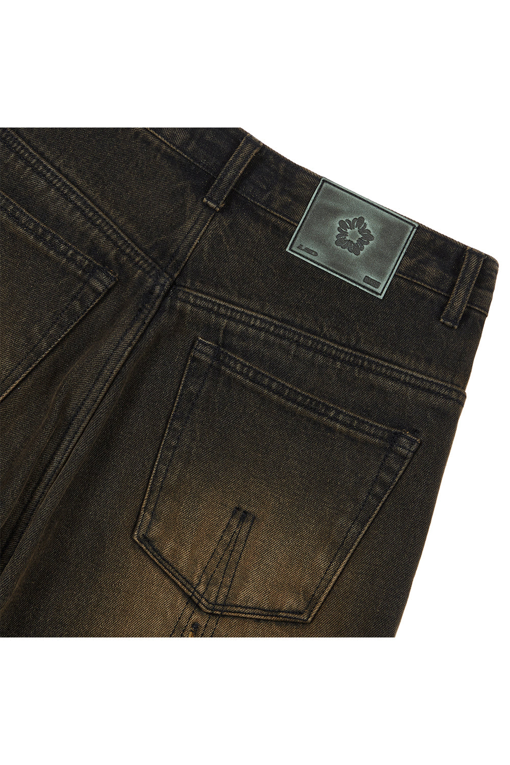 UL:KIN CROSS RAW EDGE DENIM PANTS BLACK