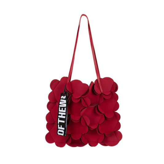 PEOPLE OF THE WORLD NEOPRENE FLOWER SHOULDER BAG RED