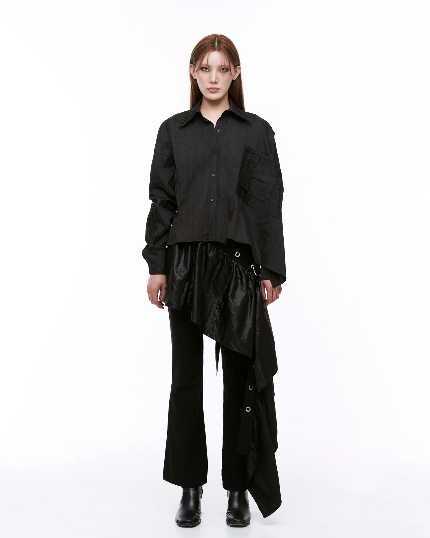 ARTSDEBASE DRAPING SHIRT BLACK