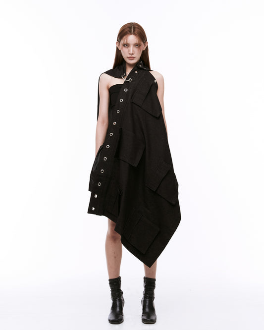 ARTSDEBASE DENIM WRAP SKIRT CAPE