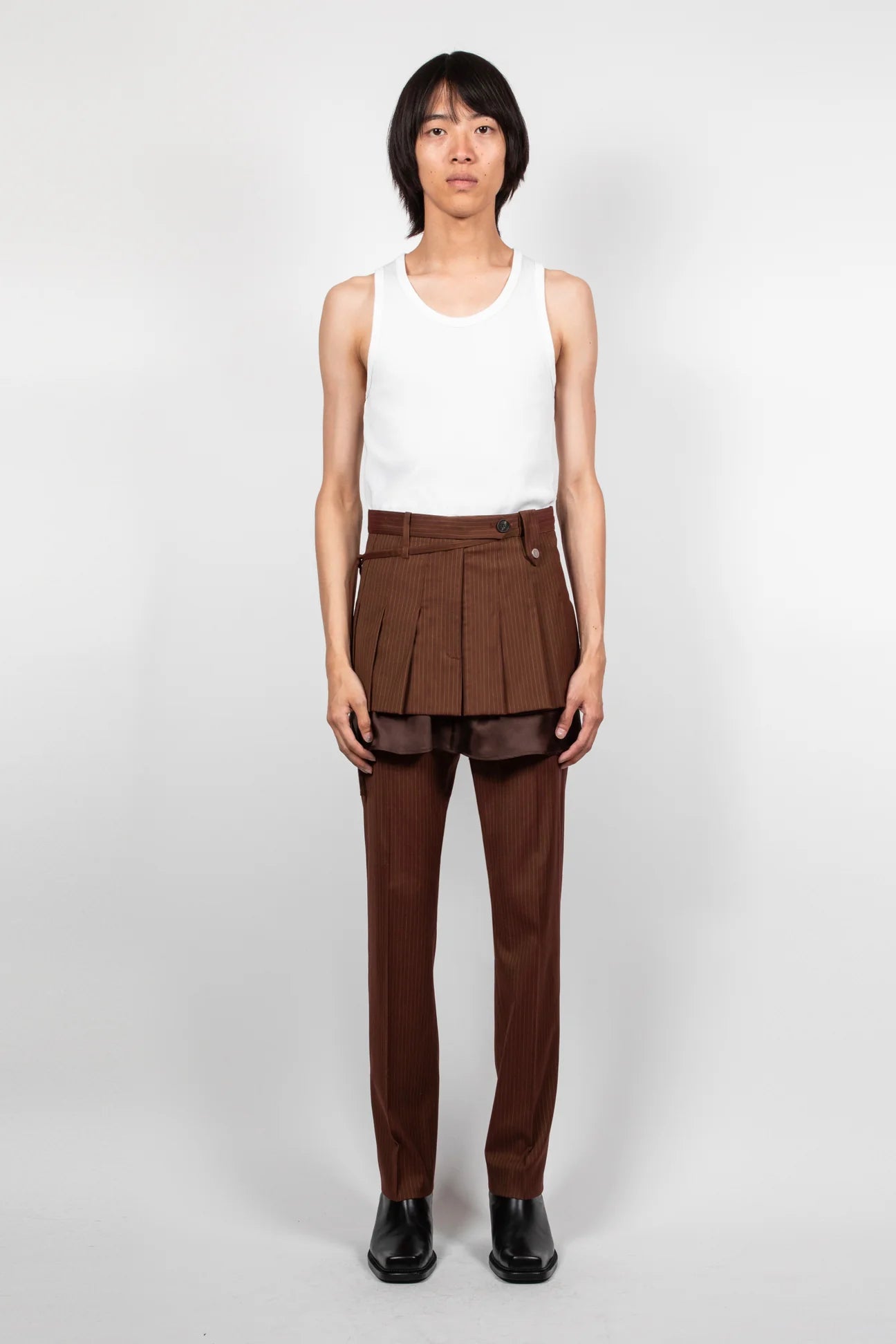 EGONLAB PLEATED SKIRT BROWN